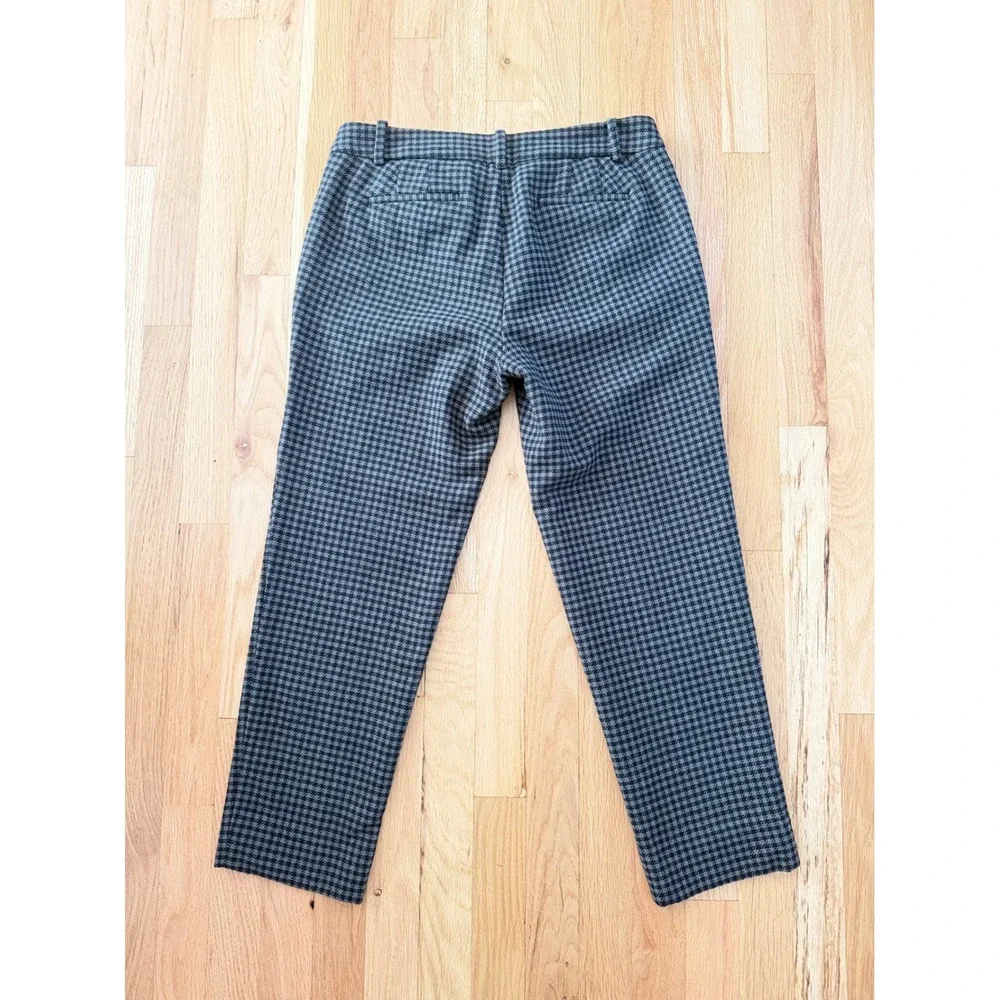 J.Crew Wool Blend Houndstooth Gray Black Cropped Pants Officecore Work Size 4
